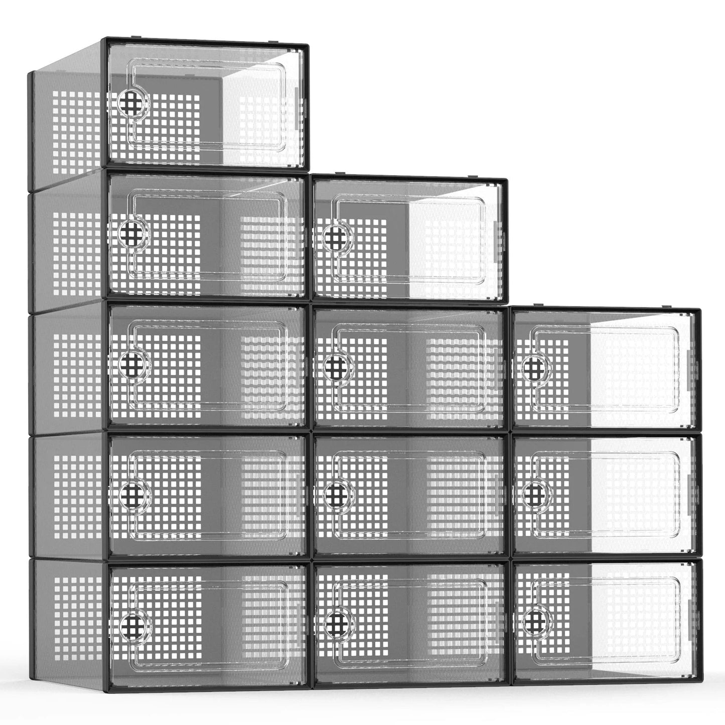 Large Shoe Storage Boxes, 12 Pack Stackable Shoe Organizers - District Goods