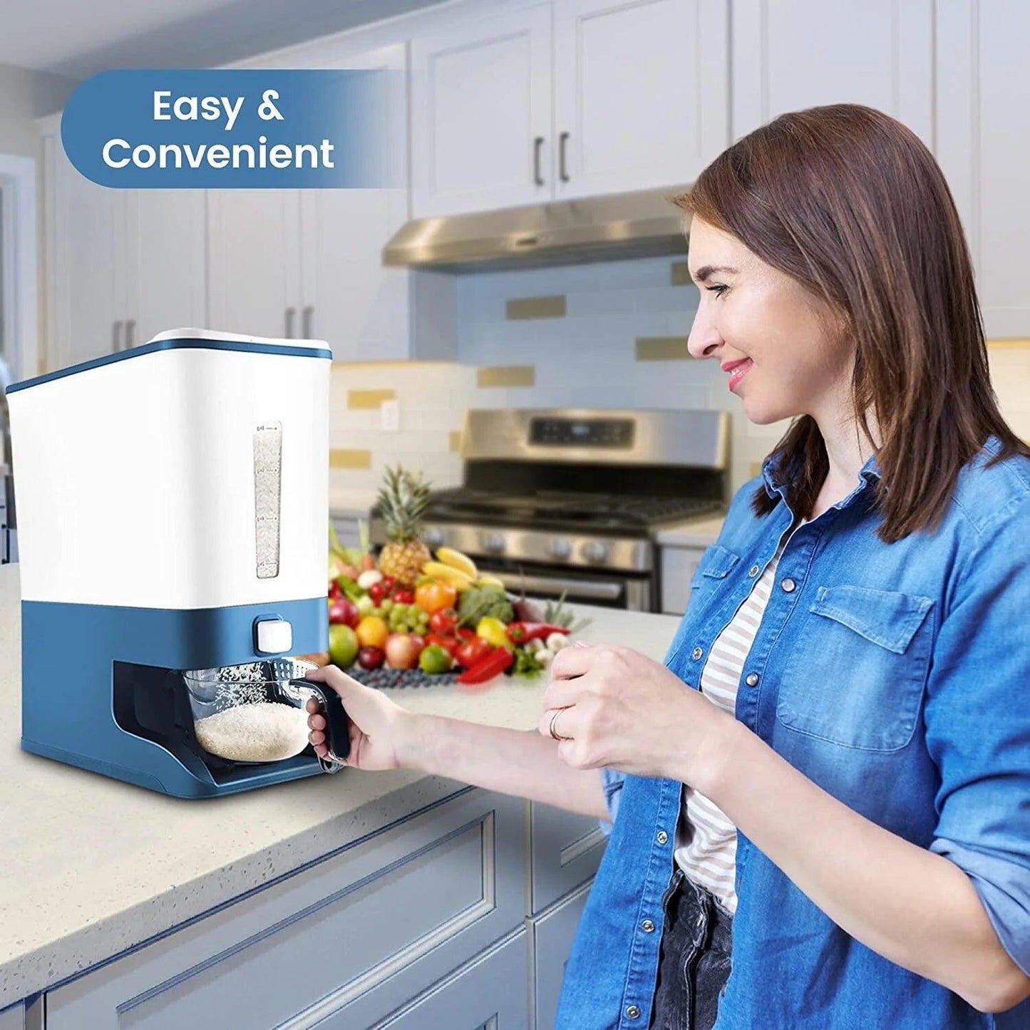 Large Capacity Rice Dispenser with Measuring Cylinder and Lid - District Goods