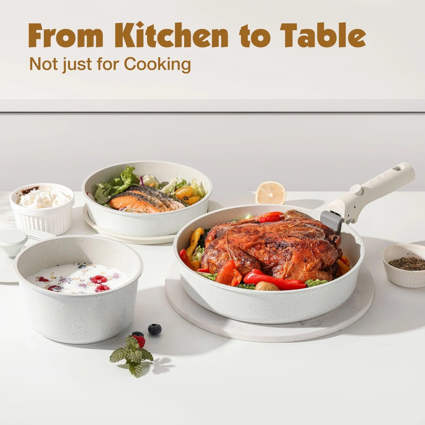 Nonstick Induction Cookware Set with Detachable Handles 14-Piece - District Goods