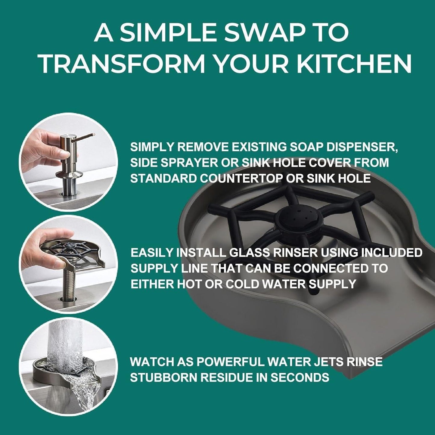Brushed Nickel Glass Rinser for Kitchen - District Goods