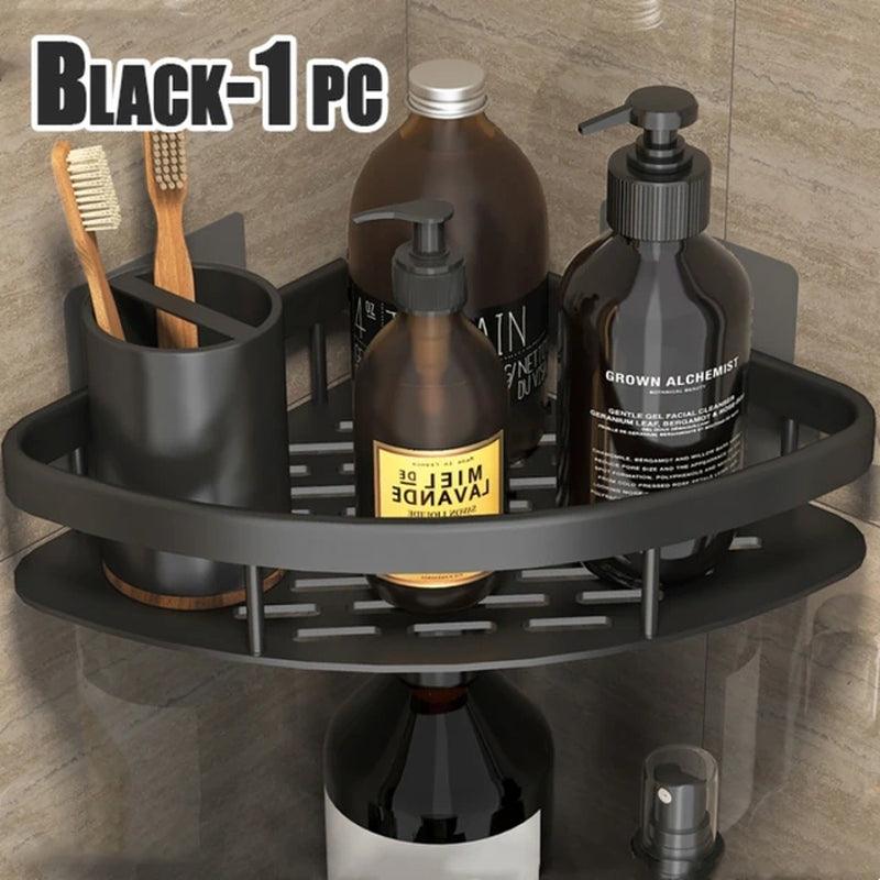 Aluminum Alloy Bathroom Shelf with No Drill Installation - District Goods