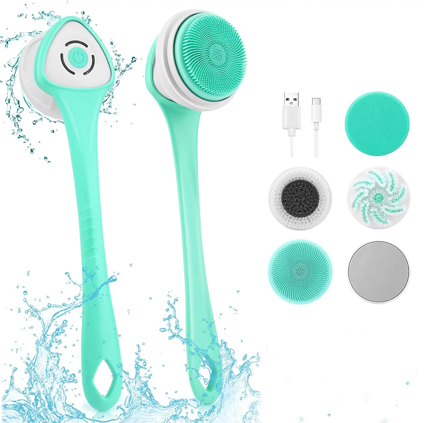 Rechargeable Electric Body Bath Brush with 5 Rotating Brush Heads for Exfoliating and Massage - District Goods