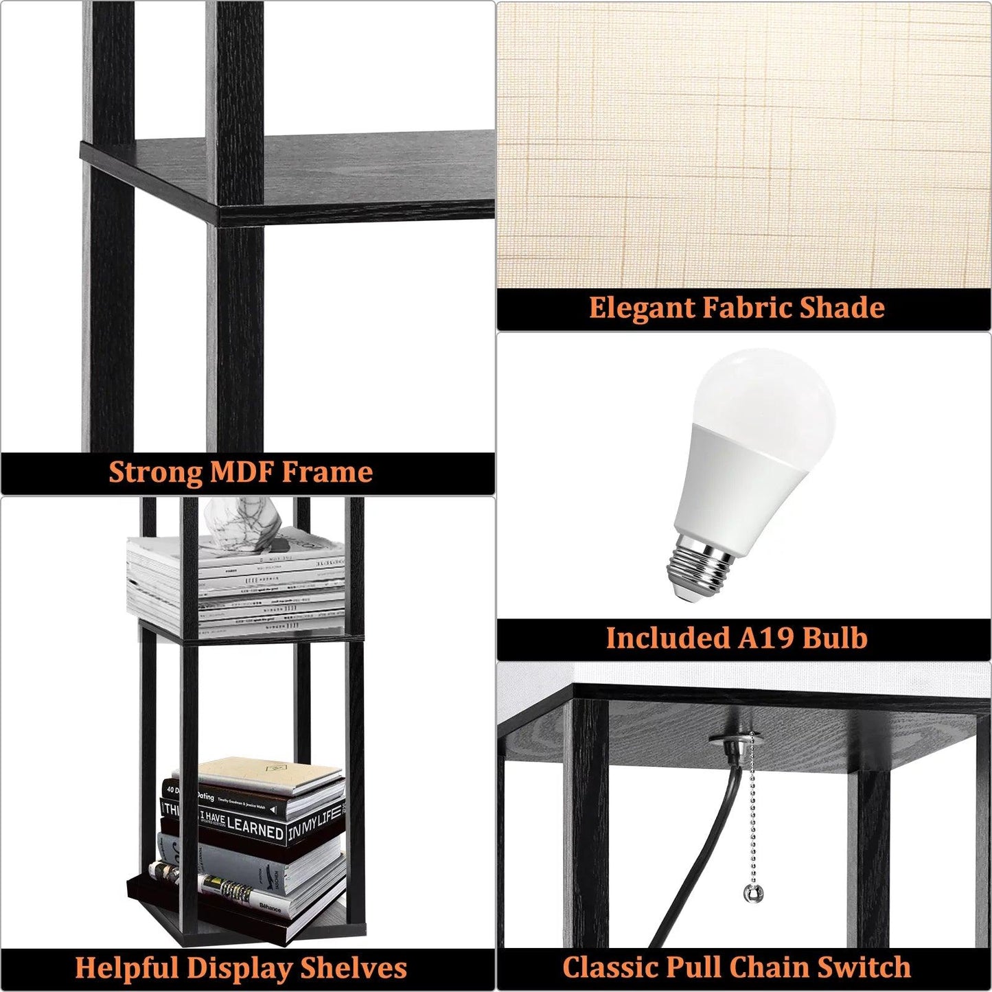 Modern Wood Shelf Floor Lamp with Shelves - District Goods