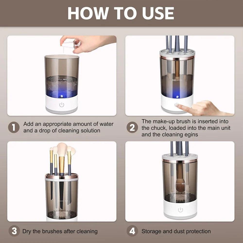 Electric Makeup Brush Cleaner with Automatic Cleaning and Fast Drying Function - District Goods