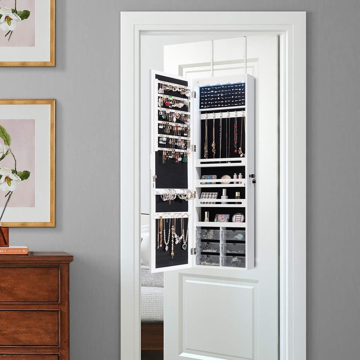 Wall-Mounted Jewelry Cabinet Armoire with Full-Length Mirror - District Goods