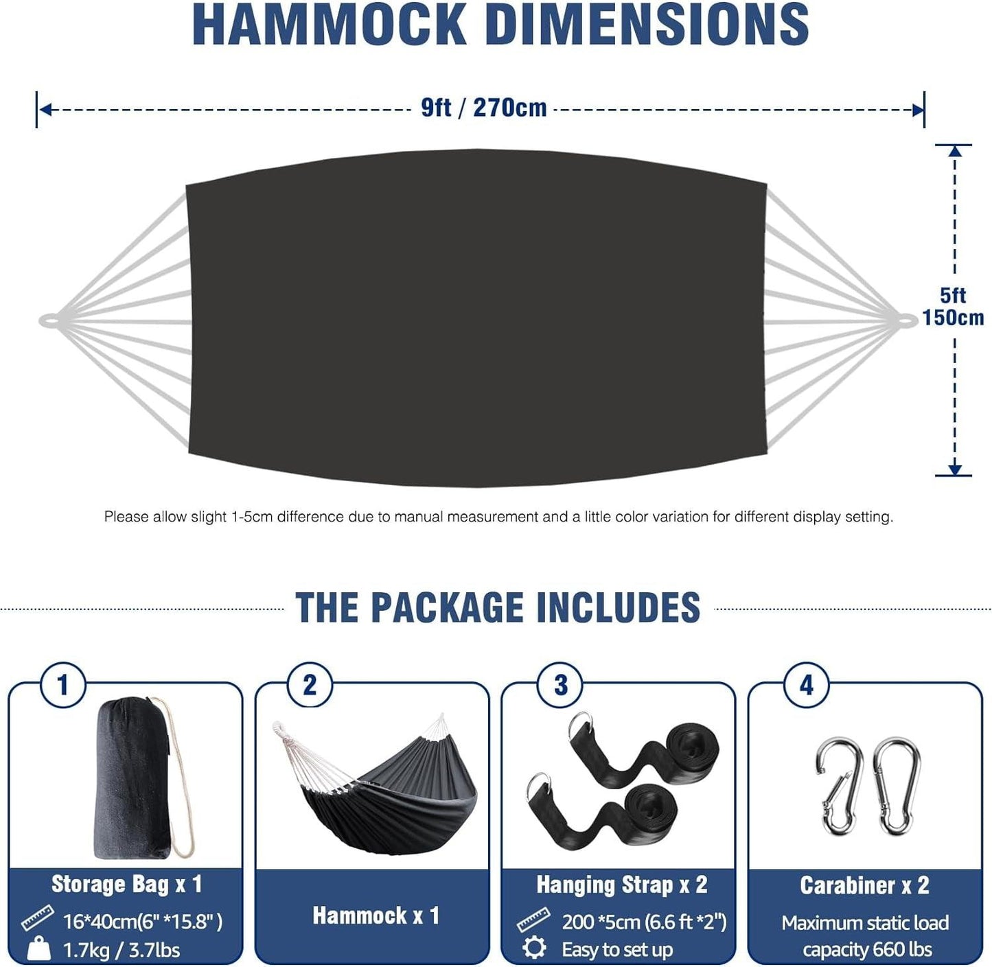 Portable Garden Cotton Hammock with Tree Straps - District Goods