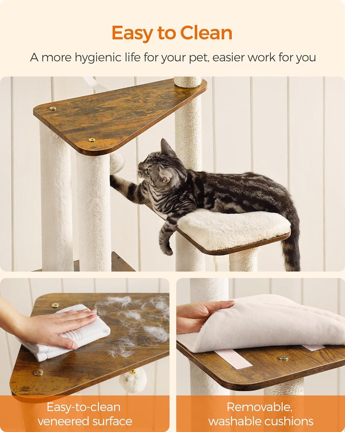 Modern 65-Inch Cat Tree with Multiple Levels and Scratching Posts - District Goods
