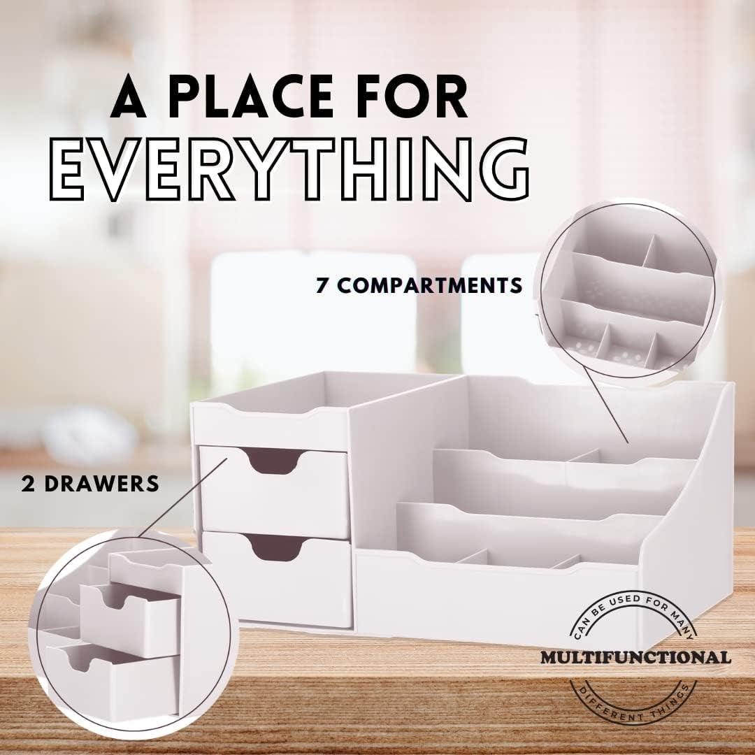 White Bathroom Countertop Organizer - District Goods
