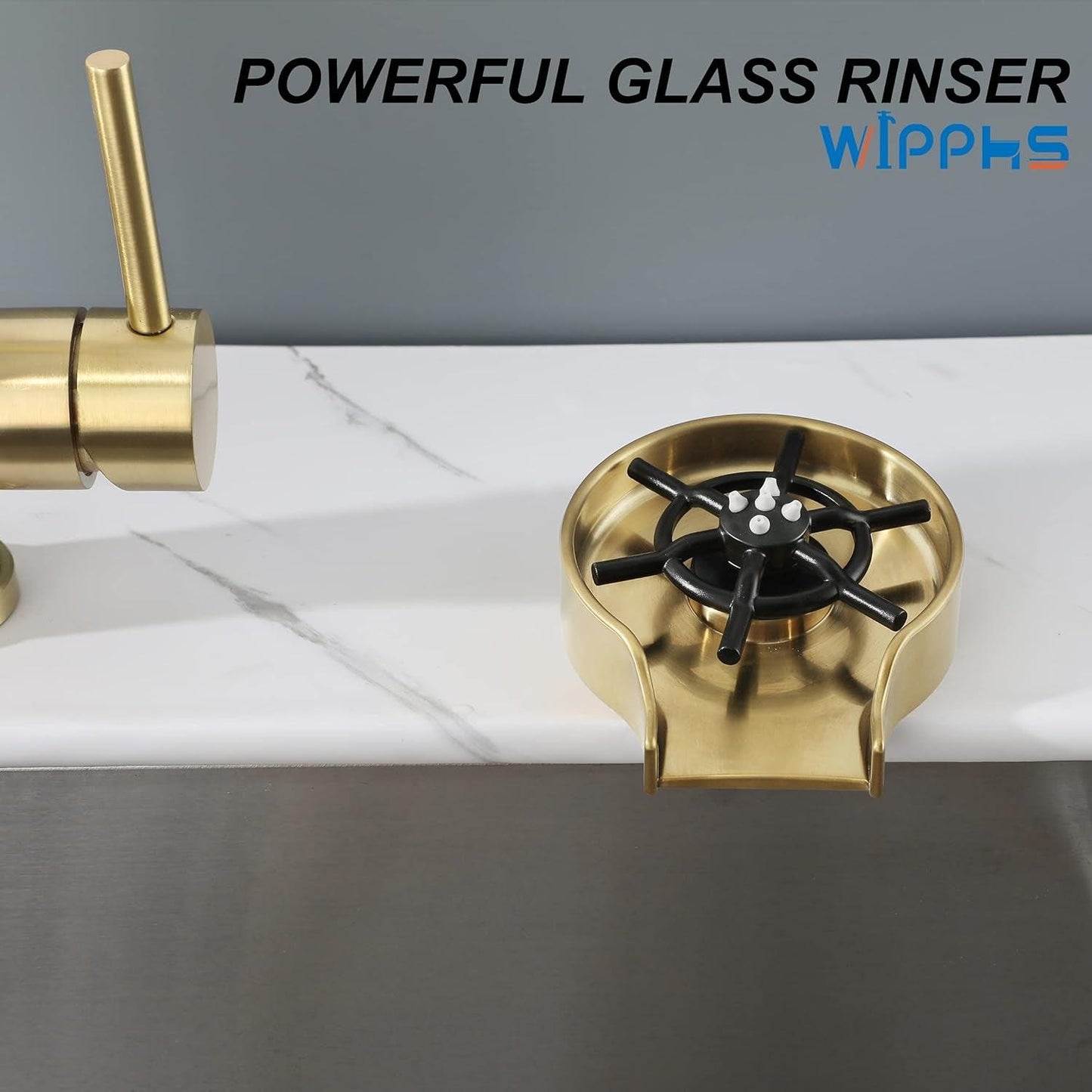 Brushed Gold Glass Rinser for Kitchen Sink - District Goods