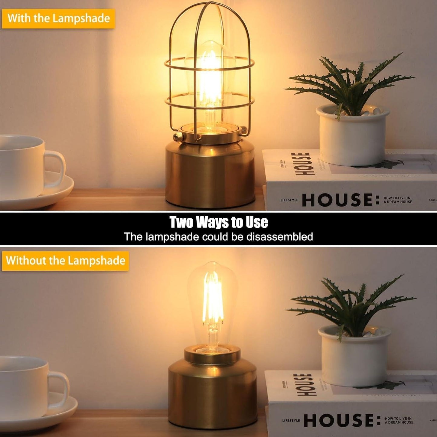 Haian Small Touch Gold Table Lamp - District Goods