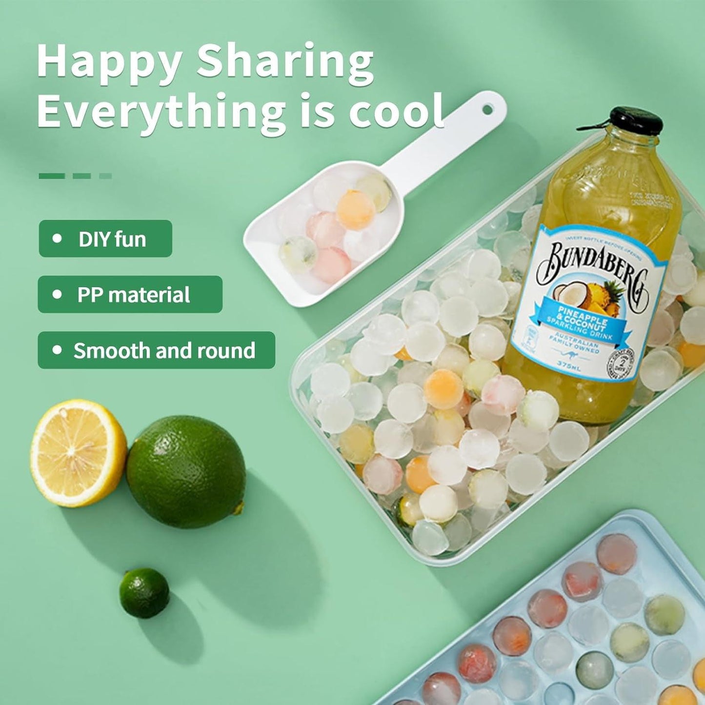 Round Ice Cube Tray Set with Lid, Bin, and Scoop - District Goods
