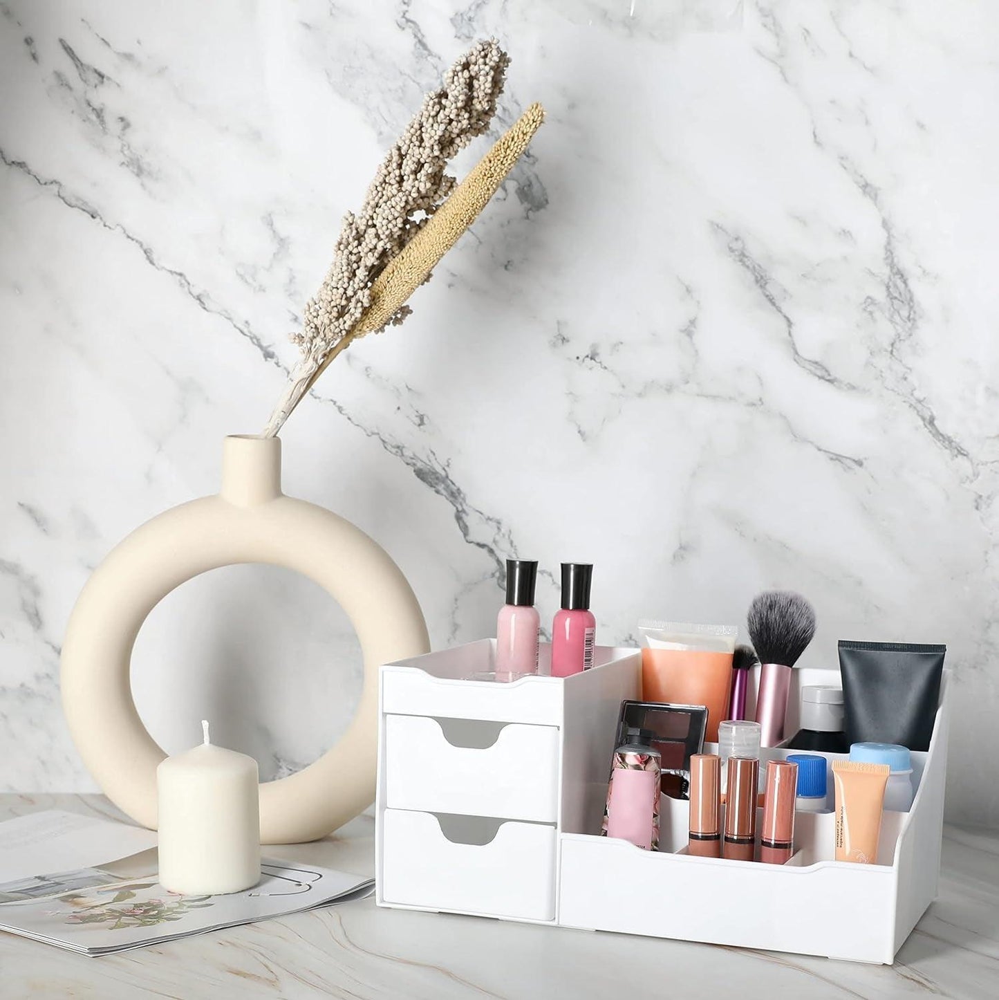 White Bathroom Countertop Organizer - District Goods