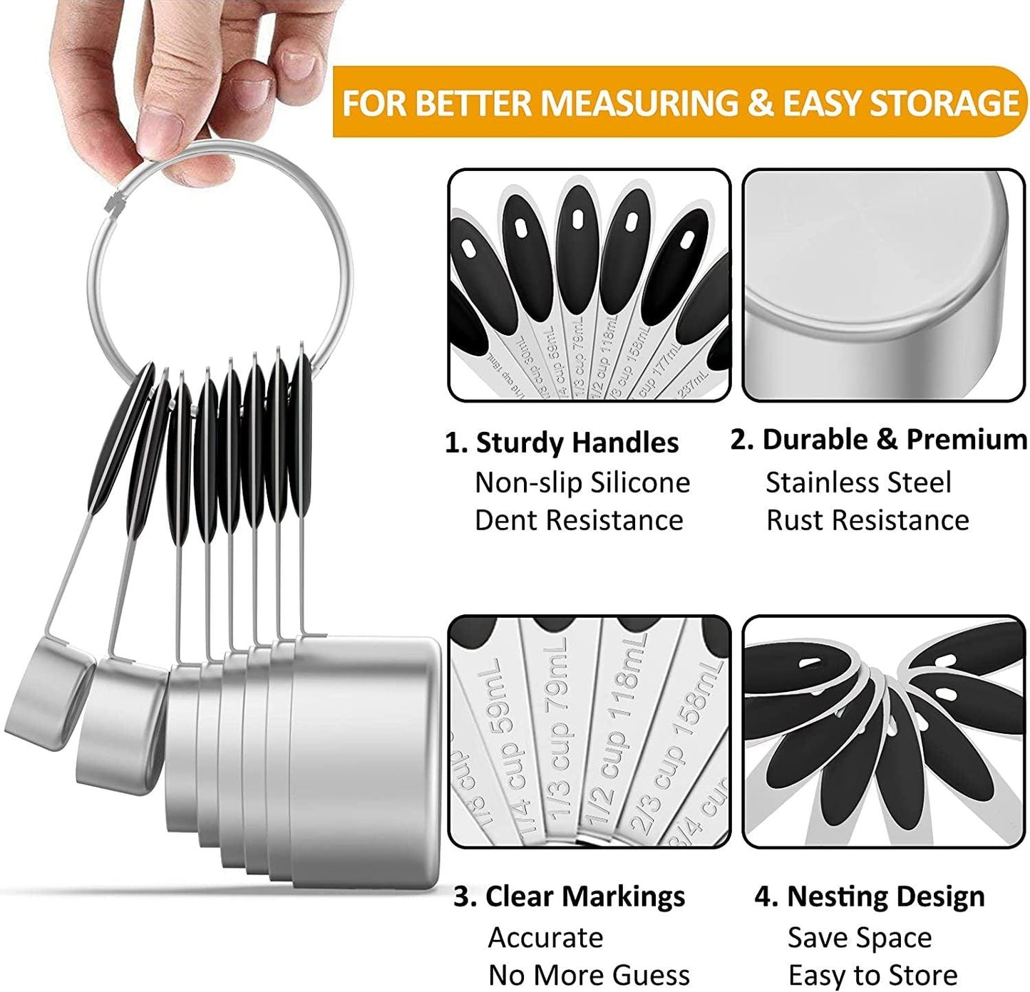 21-Piece Stainless Steel Measuring Cups and Magnetic Measuring Spoons - District Goods