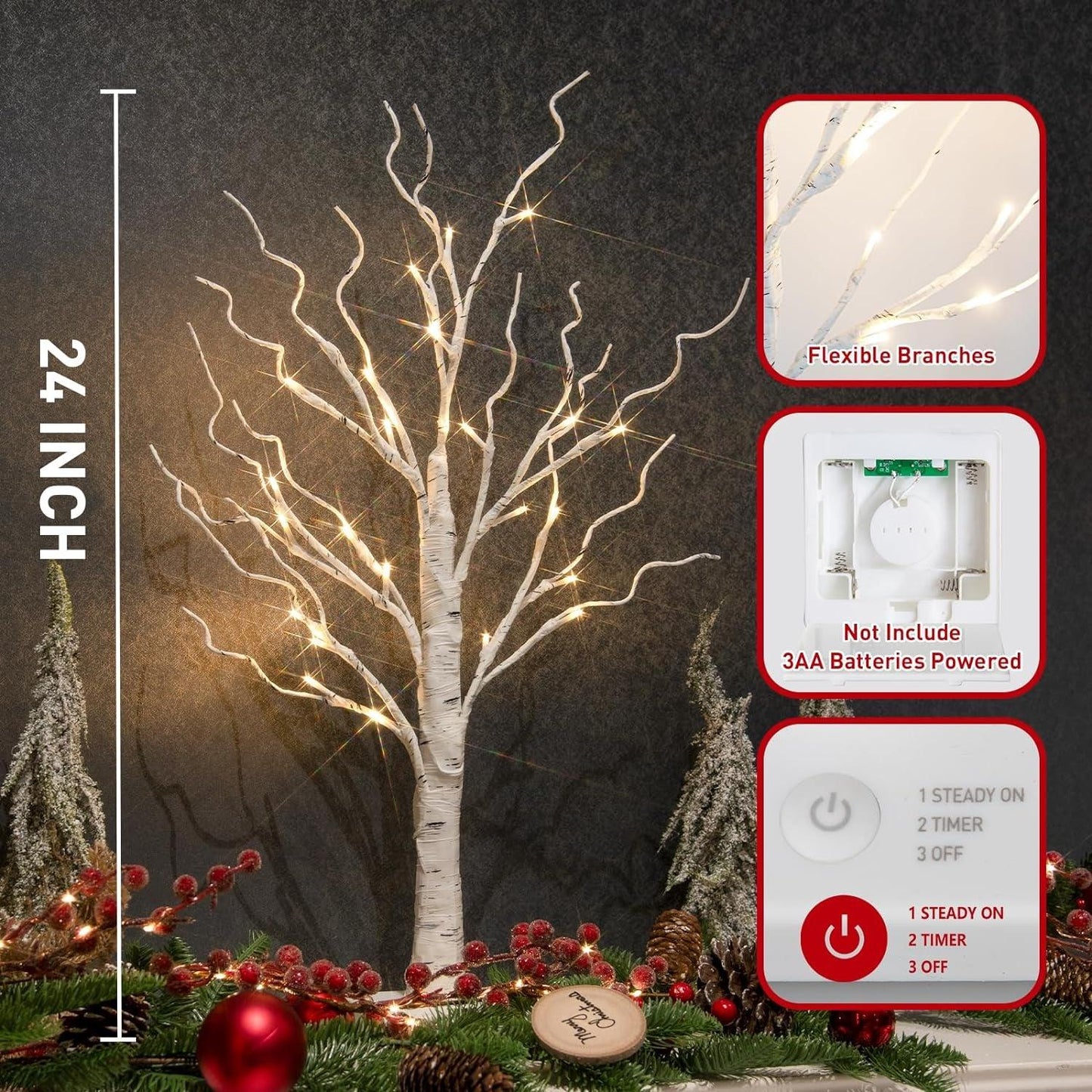 White Birch Tree with LED Lights and Timer - District Goods