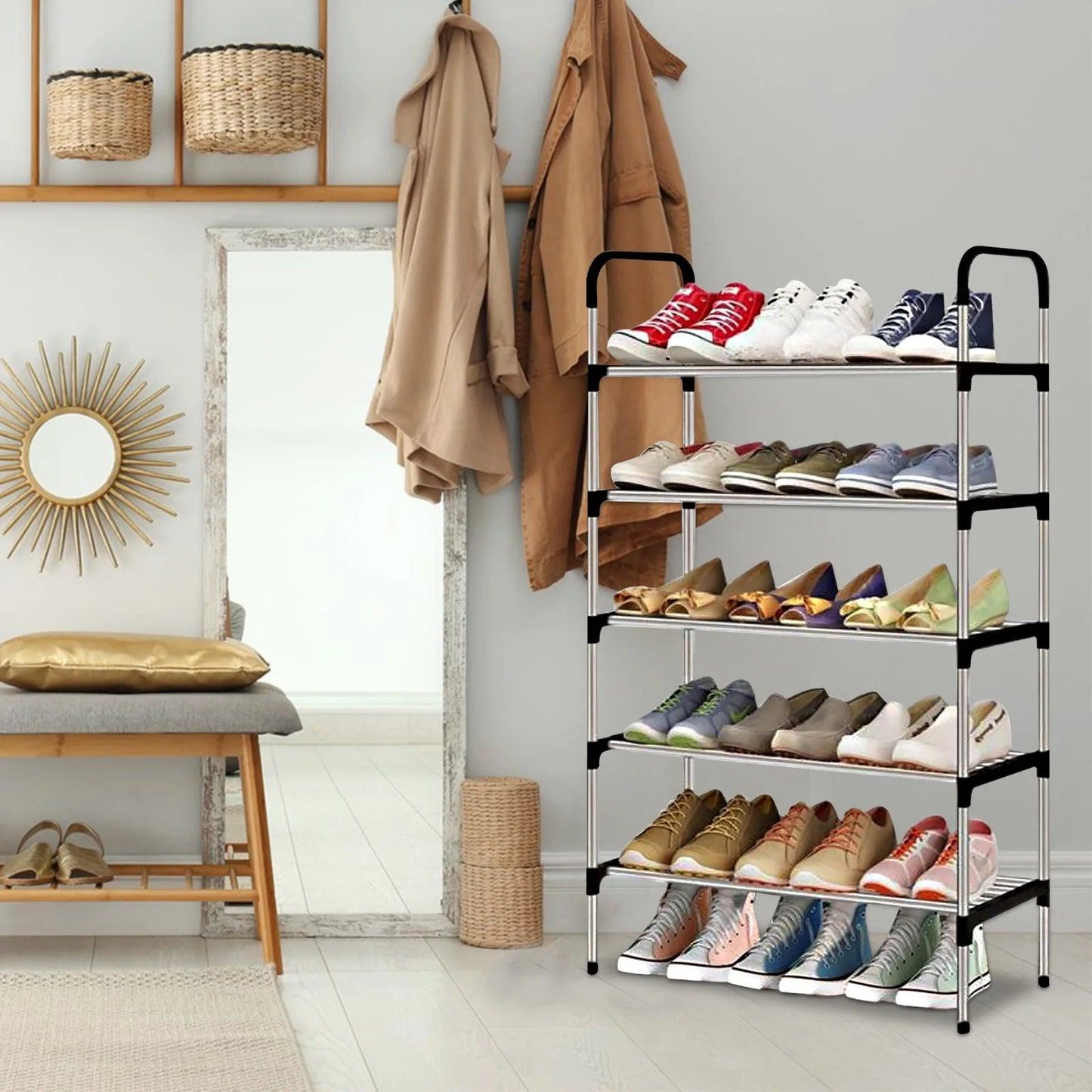 Stackable Metal Shoe Rack Organizer - District Goods