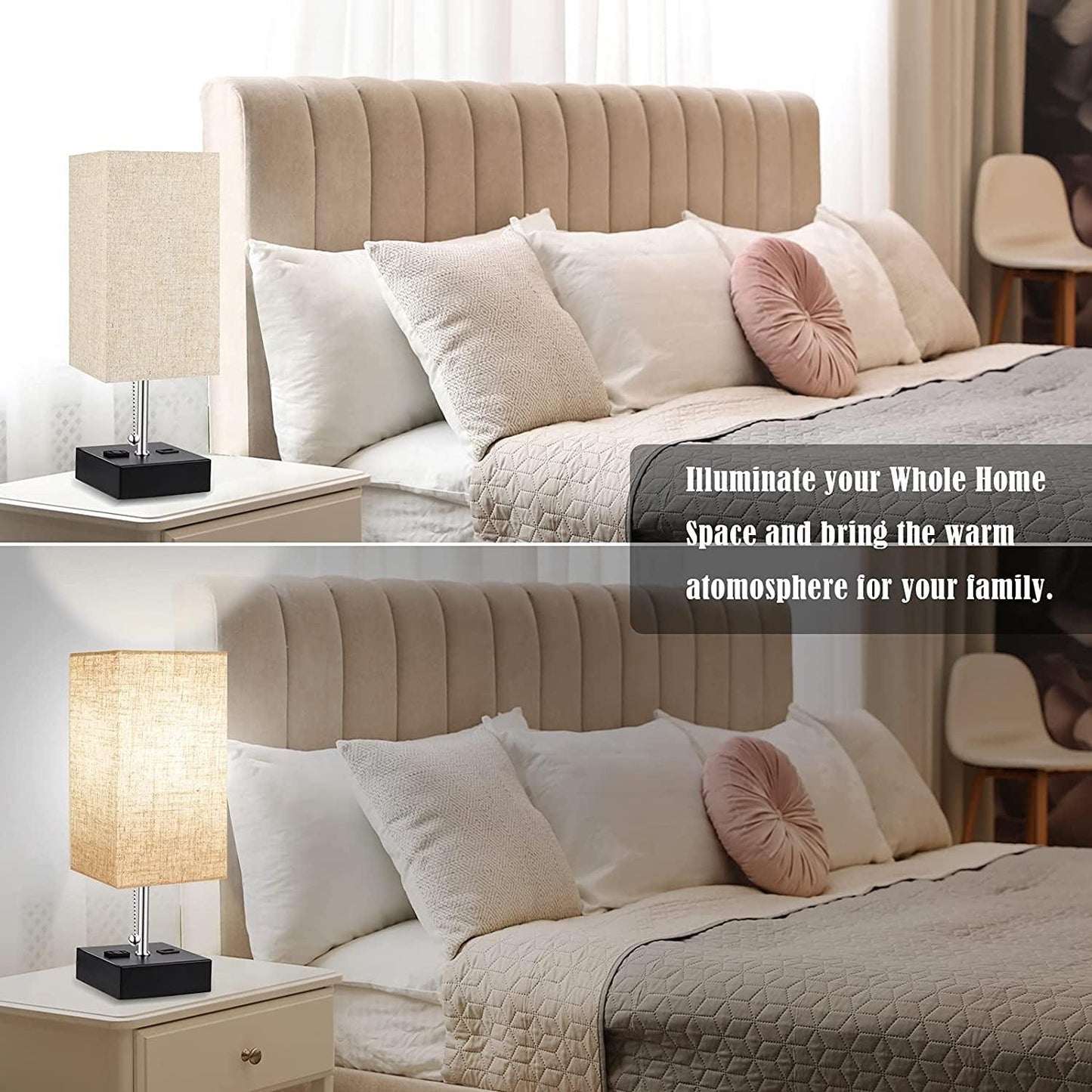 Modern Oatmeal Table Lamp with USB Port - District Goods