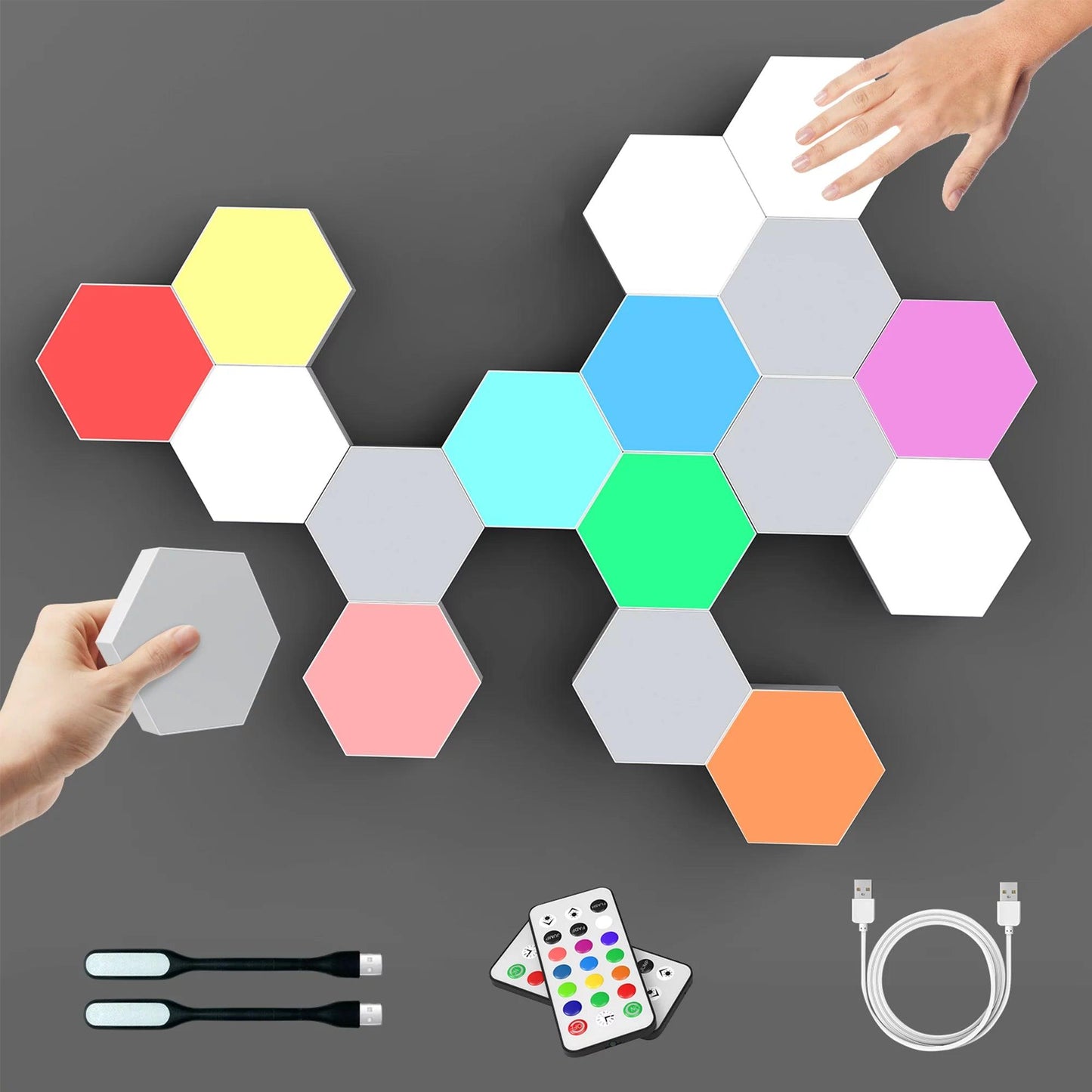 RGB LED Hexagon Wall Lights with Remote Control - District Goods