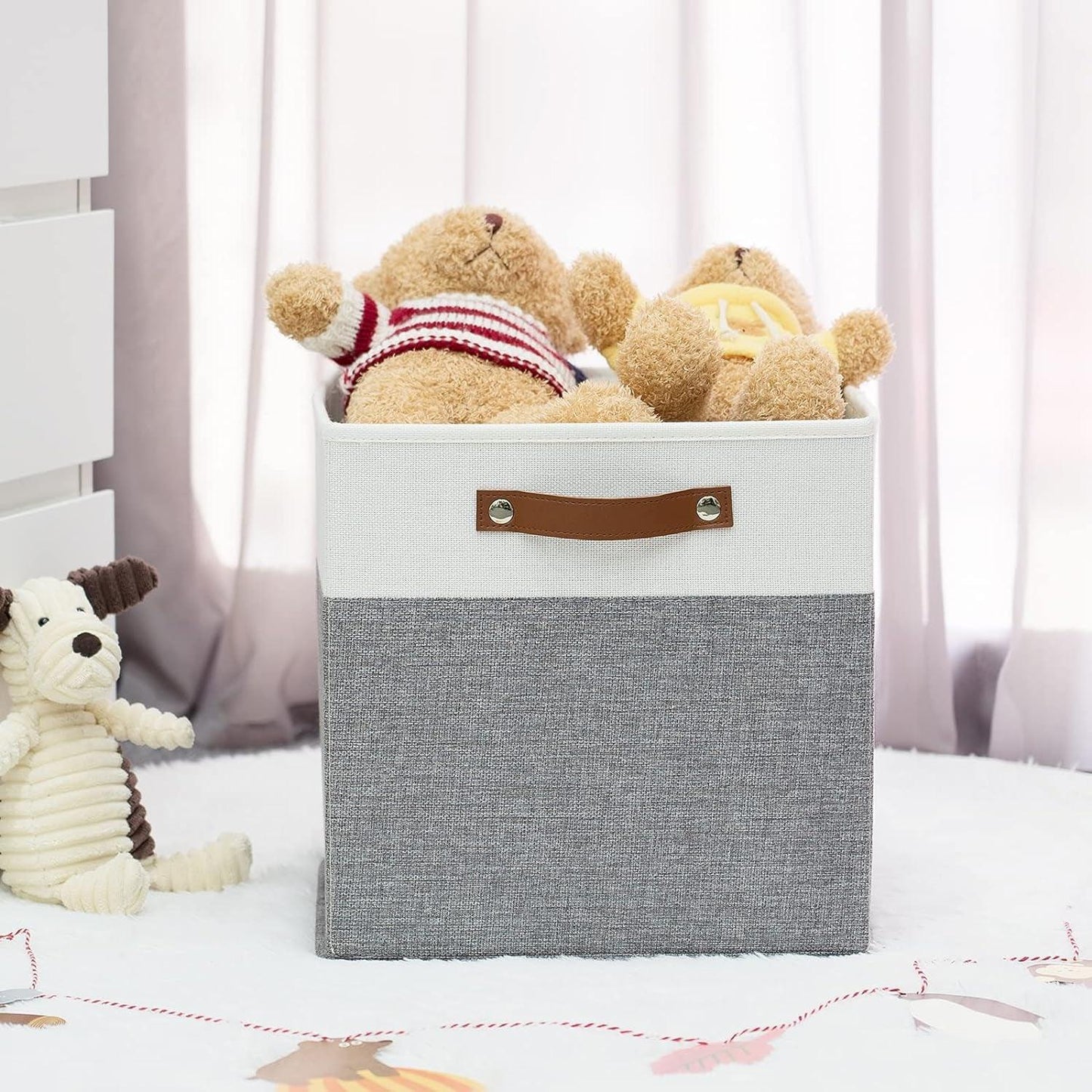 Set of 4 Foldable Fabric Linen Storage Bins with Handles - District Goods