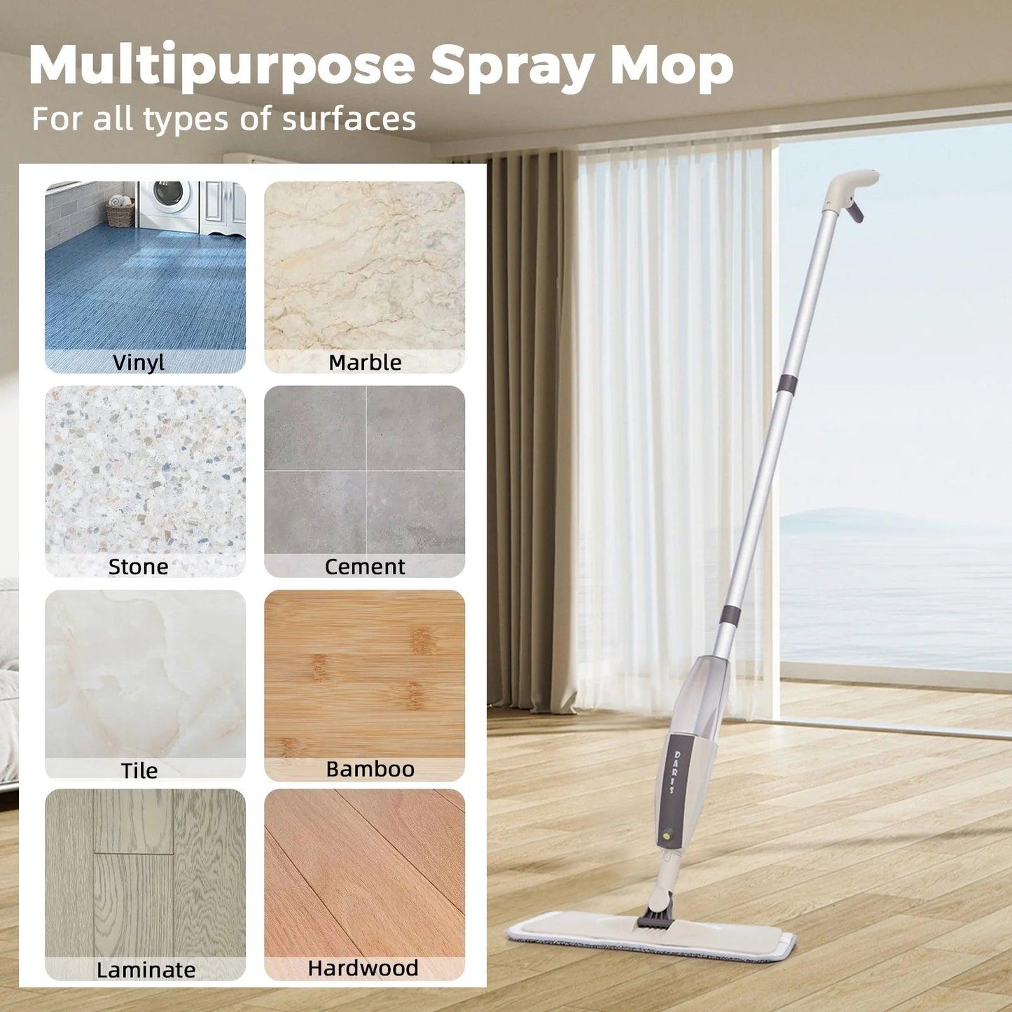 Rotating Spray Mop Broom Set with Reusable Microfiber Pads - District Goods