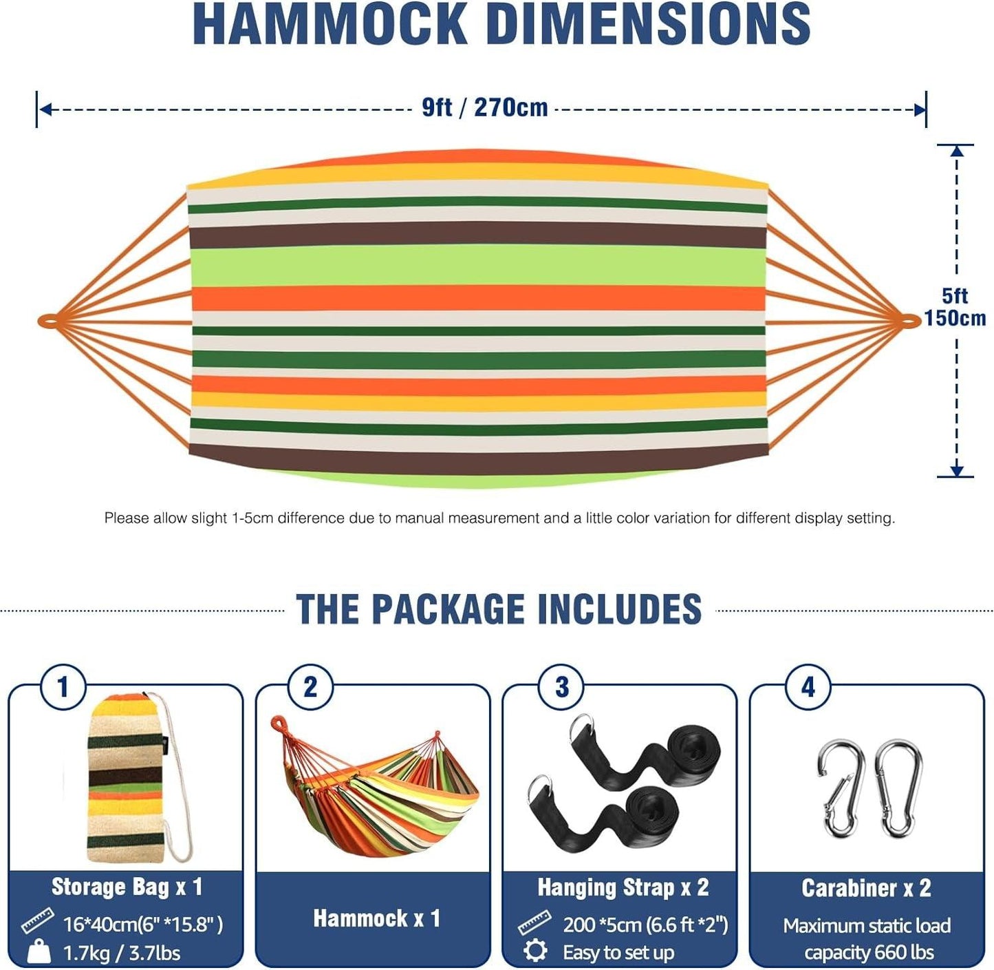 Portable Garden Cotton Hammock with Tree Straps - District Goods