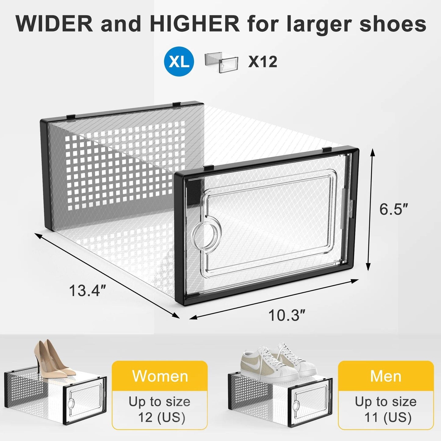 Large Shoe Storage Boxes, 12 Pack Stackable Shoe Organizers - District Goods
