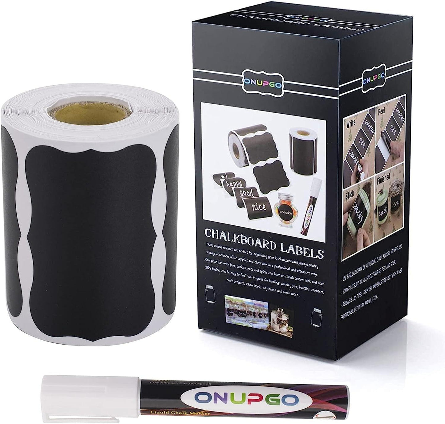 180-Piece Waterproof Reusable Chalkboard Labels Set with Liquid Chalk Marker - District Goods
