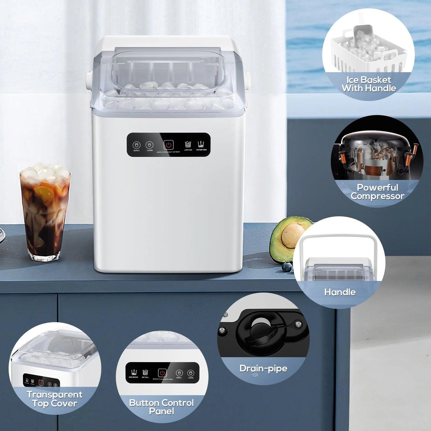 Portable Countertop Ice Maker with Self-Cleaning Function - District Goods