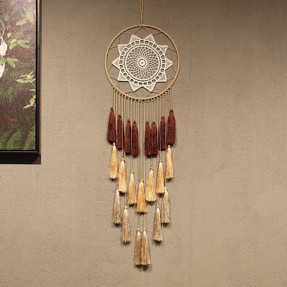 Handmade Macrame Dream Catcher Wall Hanging with Tassel Feather Ornament - District Goods