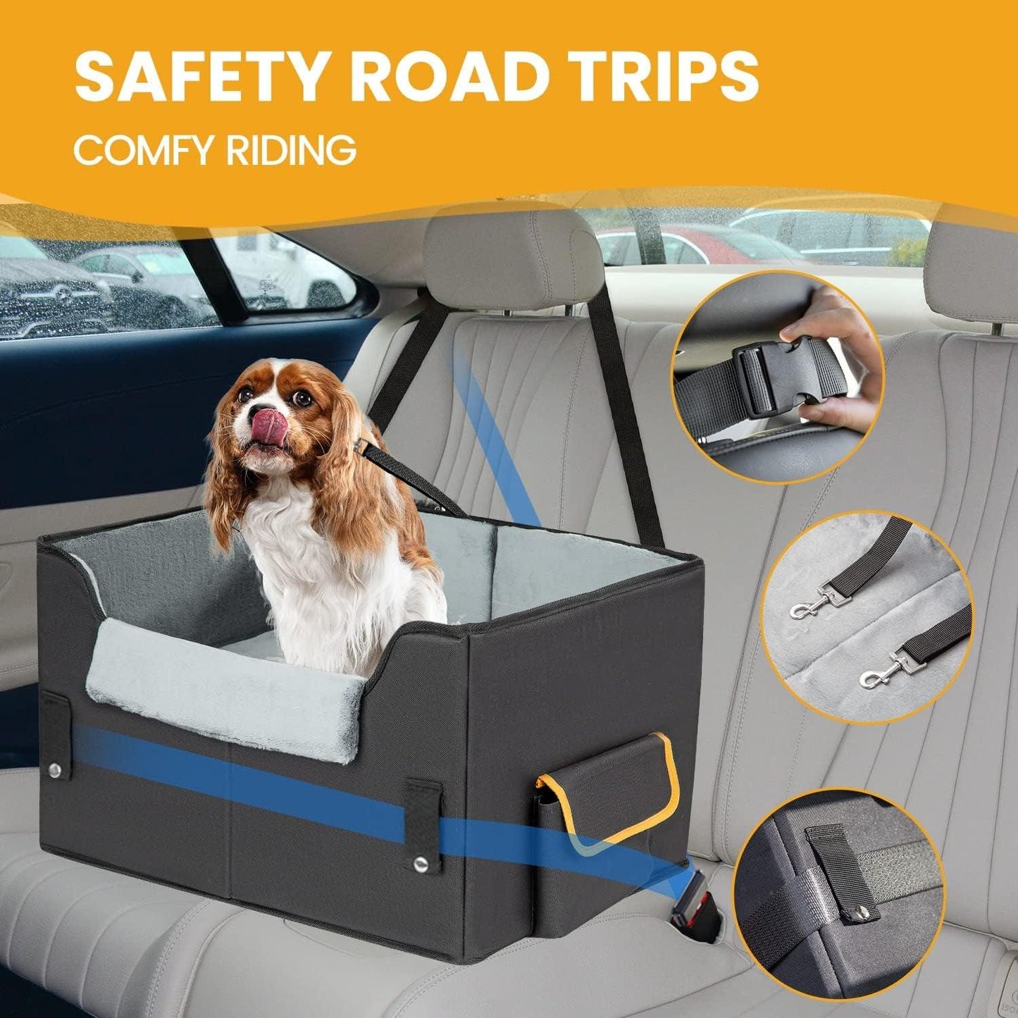 Pet Car Booster Seat for Small Dogs and Cats with Adjustable Strap - District Goods