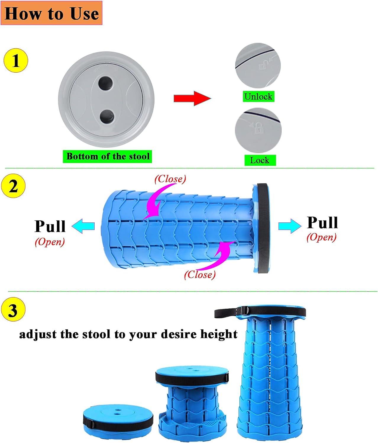 Portable Collapsible Stool with Adjustable Height - District Goods