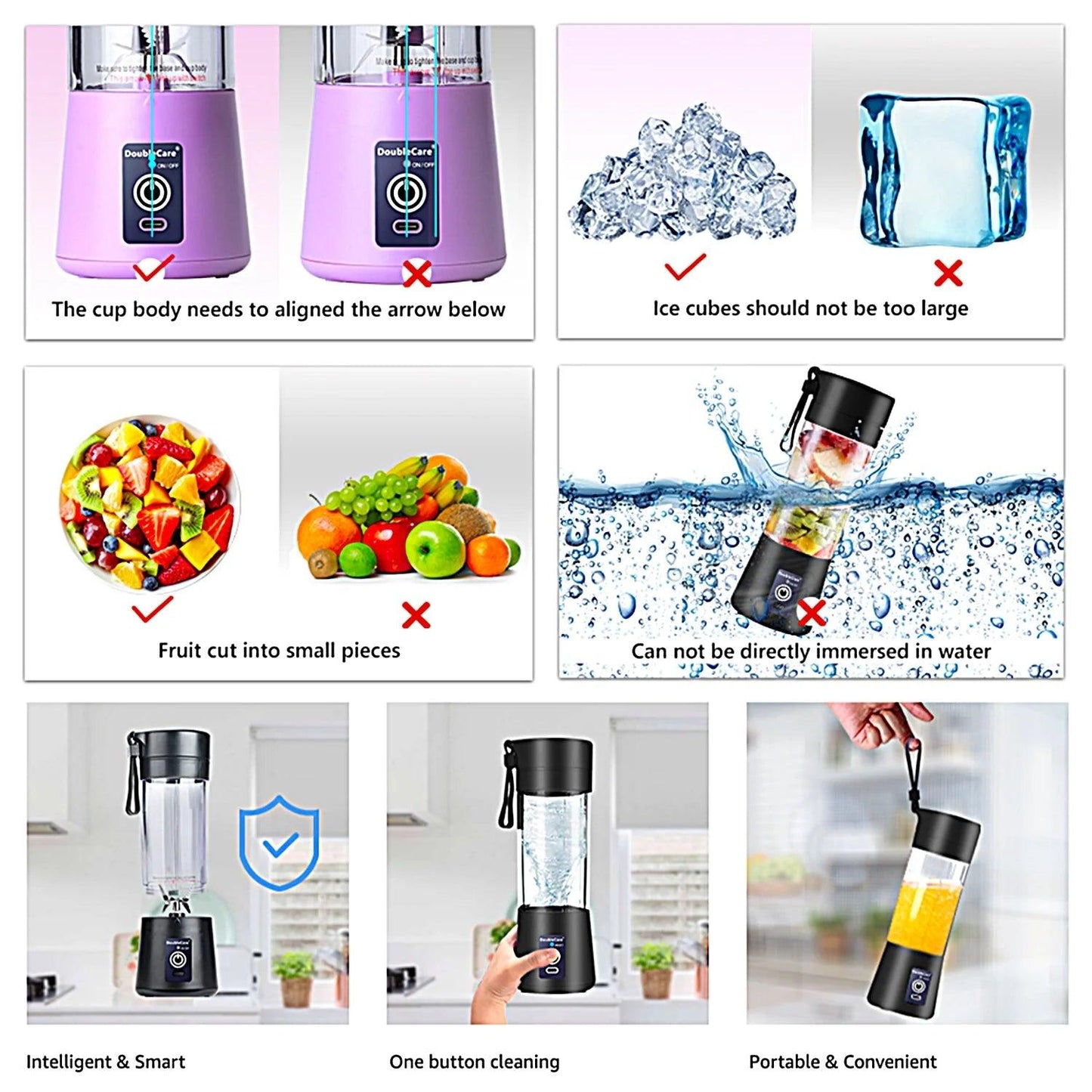Portable USB Electric Juicer Blender Cup with Six Blades - 380ml - District Goods