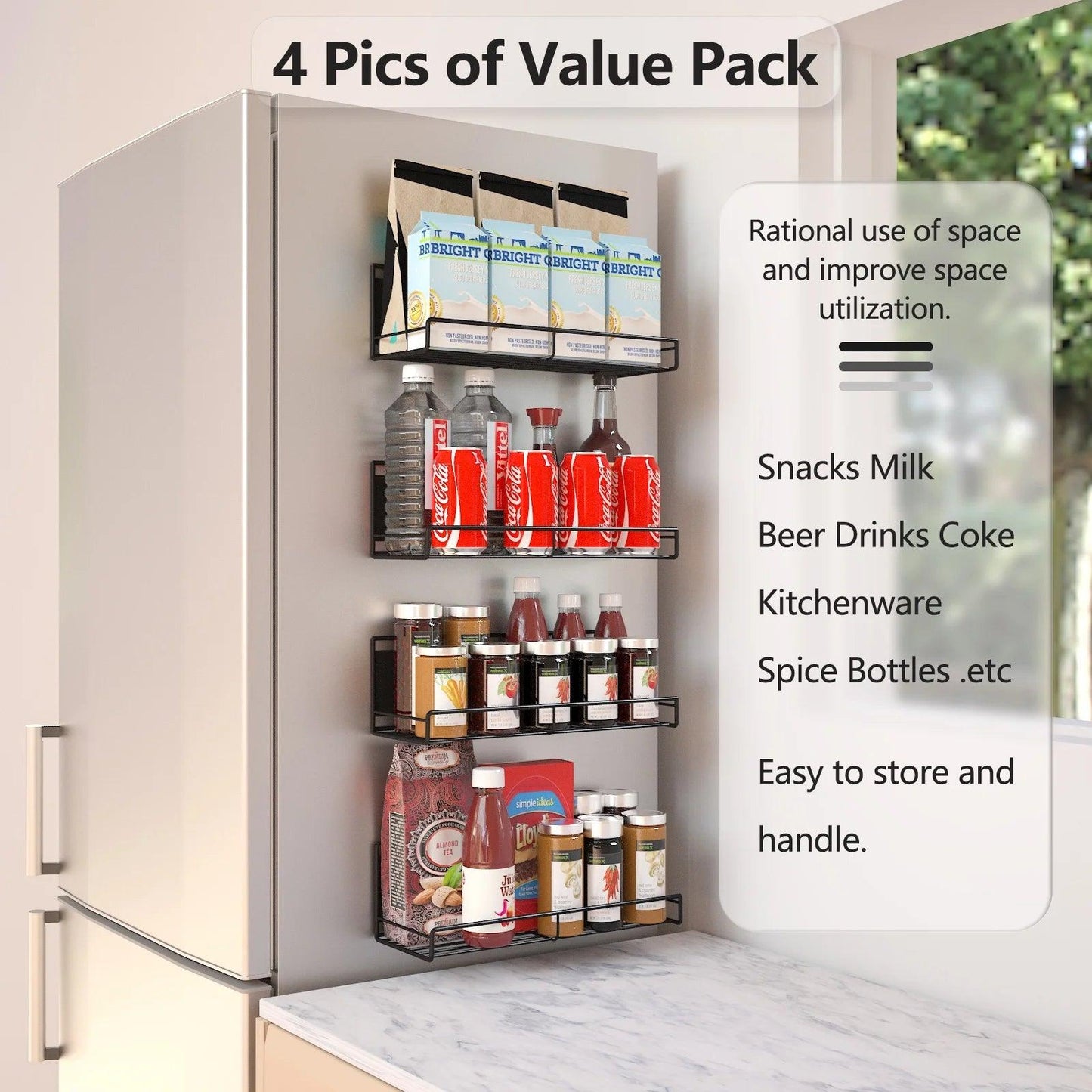 Magnetic Spice Rack for Refrigerator - Set of 4 - District Goods