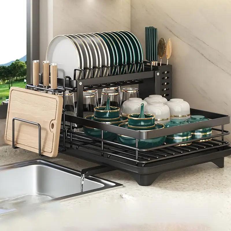 Kitchen Dish Drying Rack with Drain Basket and Drainboard - District Goods