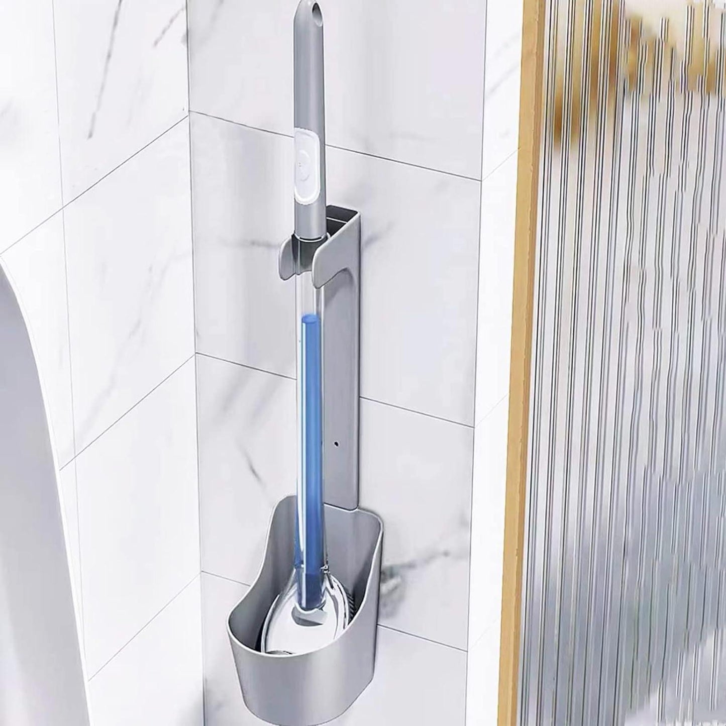 Bathroom Toilet Bowl Brush and Holder Set with Soap Dispenser - District Goods