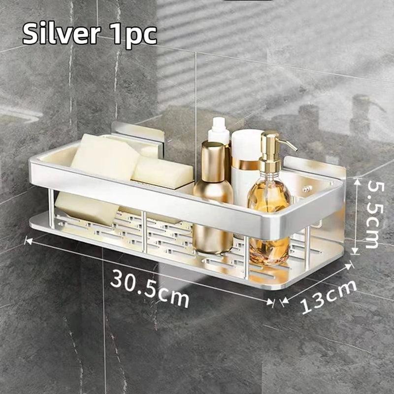 Aluminum Alloy Bathroom Shelf with No Drill Installation - District Goods