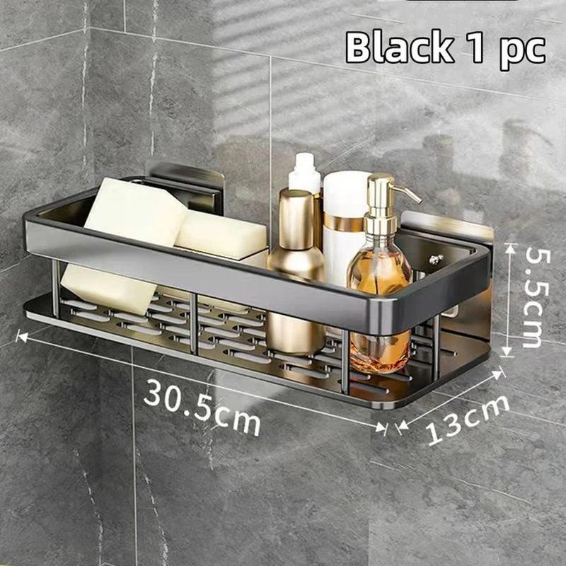 Aluminum Alloy Bathroom Shelf with No Drill Installation - District Goods