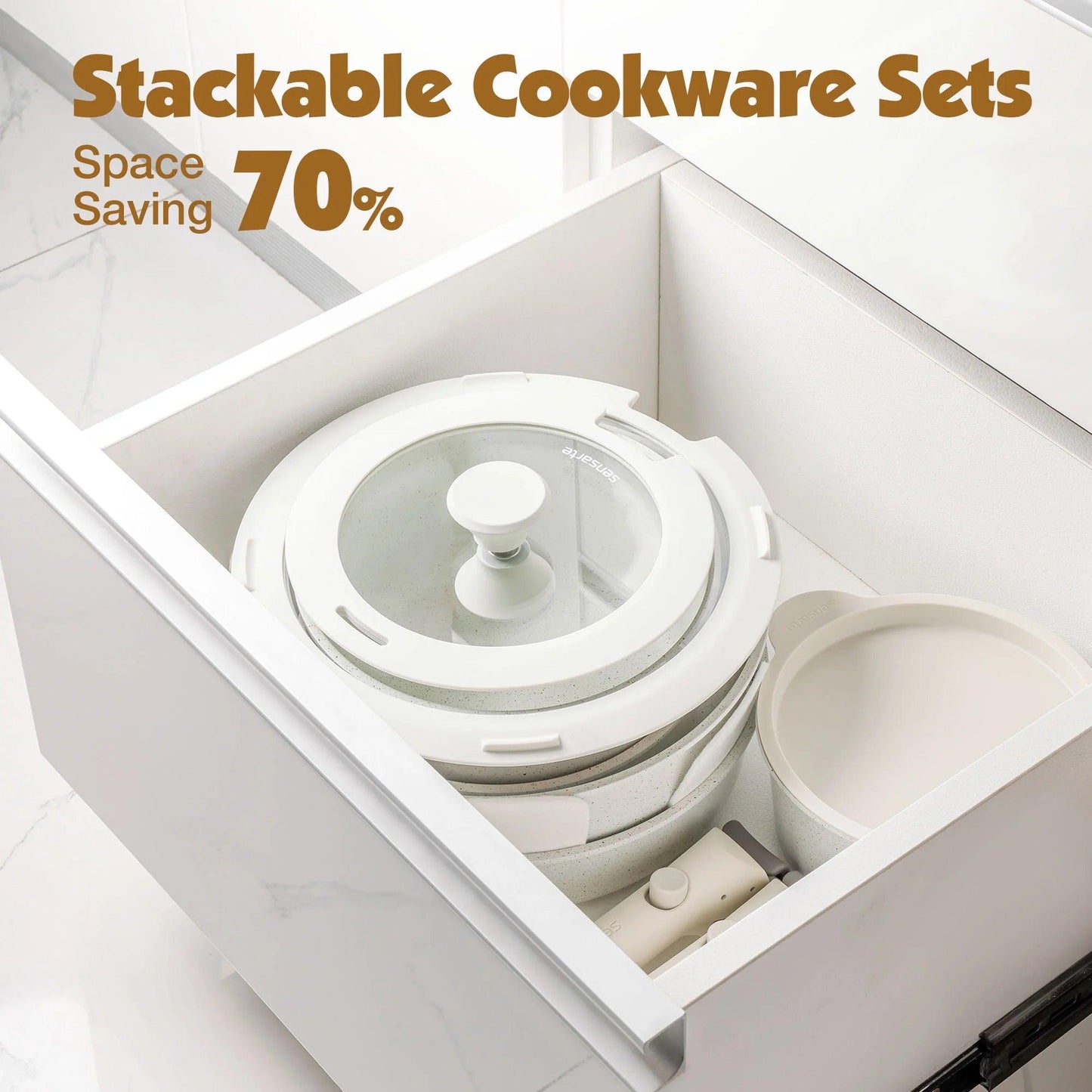 Nonstick Induction Cookware Set with Detachable Handles 14-Piece - District Goods