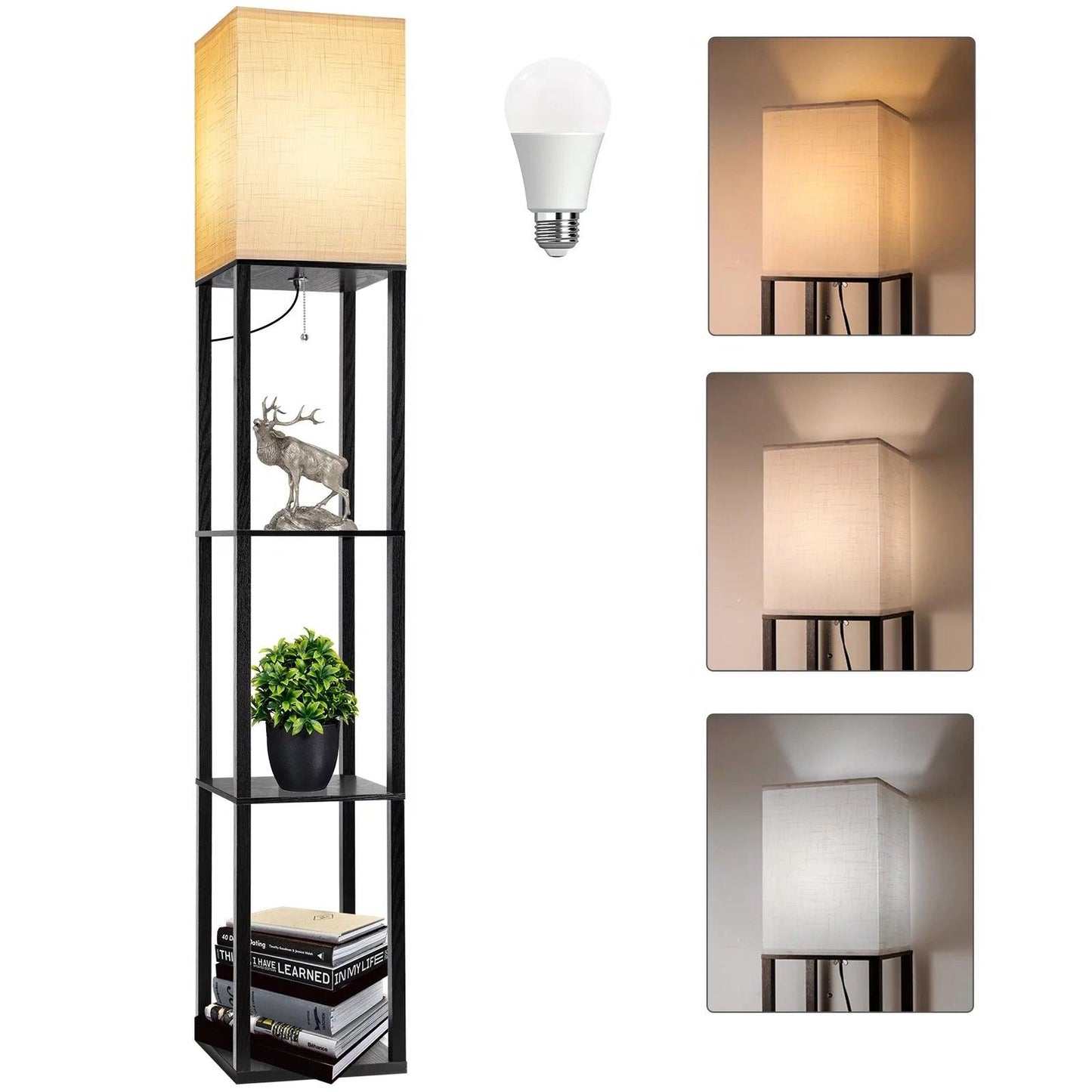 Modern Wood Shelf Floor Lamp with Shelves - District Goods
