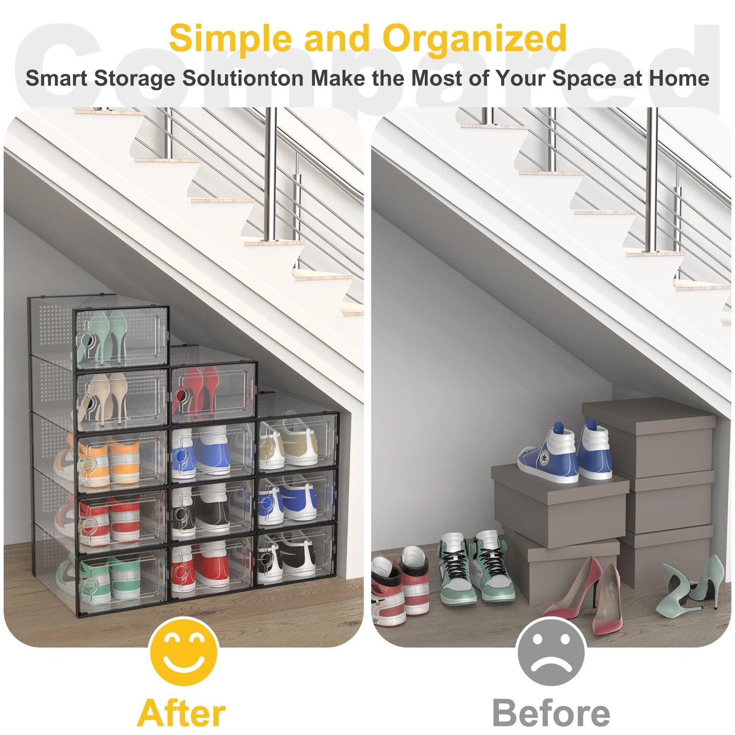 Large Shoe Storage Boxes, 12 Pack Stackable Shoe Organizers - District Goods