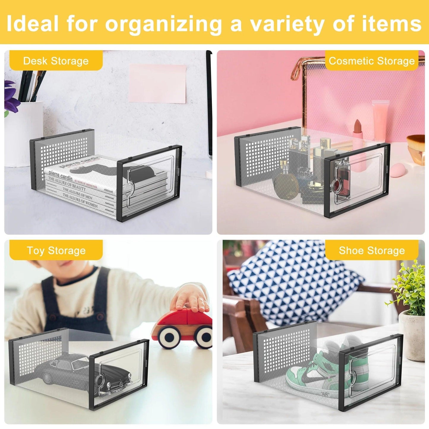 Large Shoe Storage Boxes, 12 Pack Stackable Shoe Organizers - District Goods