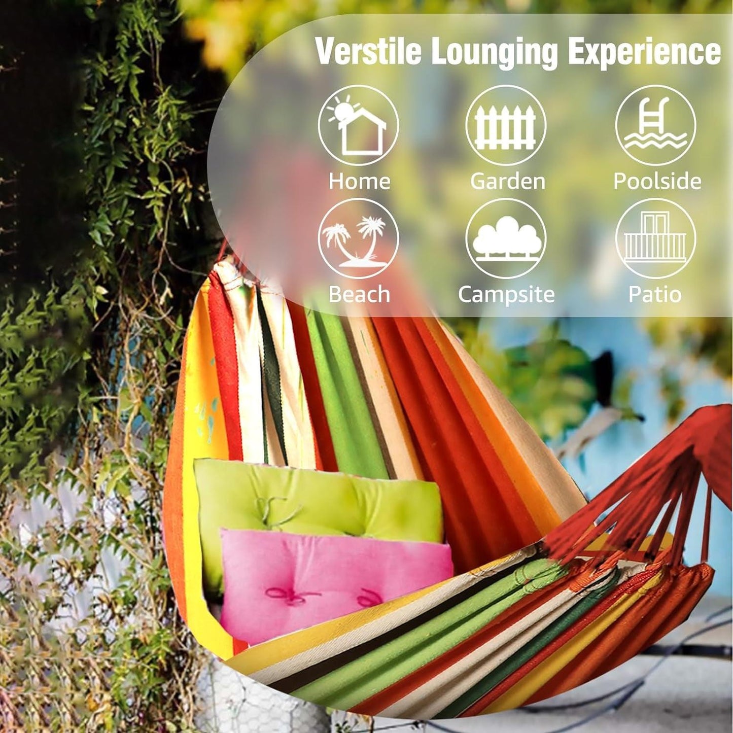 Portable Garden Cotton Hammock with Tree Straps - District Goods