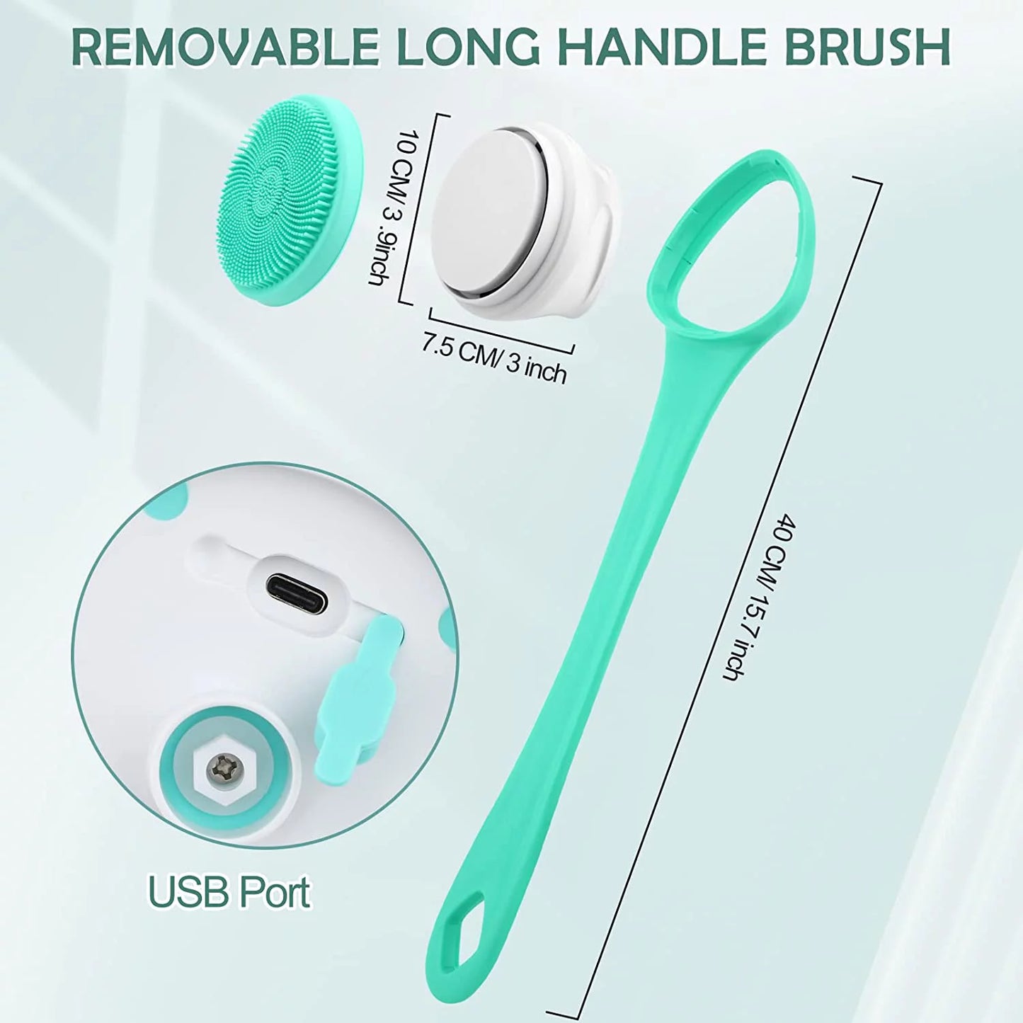 Rechargeable Electric Body Bath Brush with 5 Rotating Brush Heads for Exfoliating and Massage - District Goods