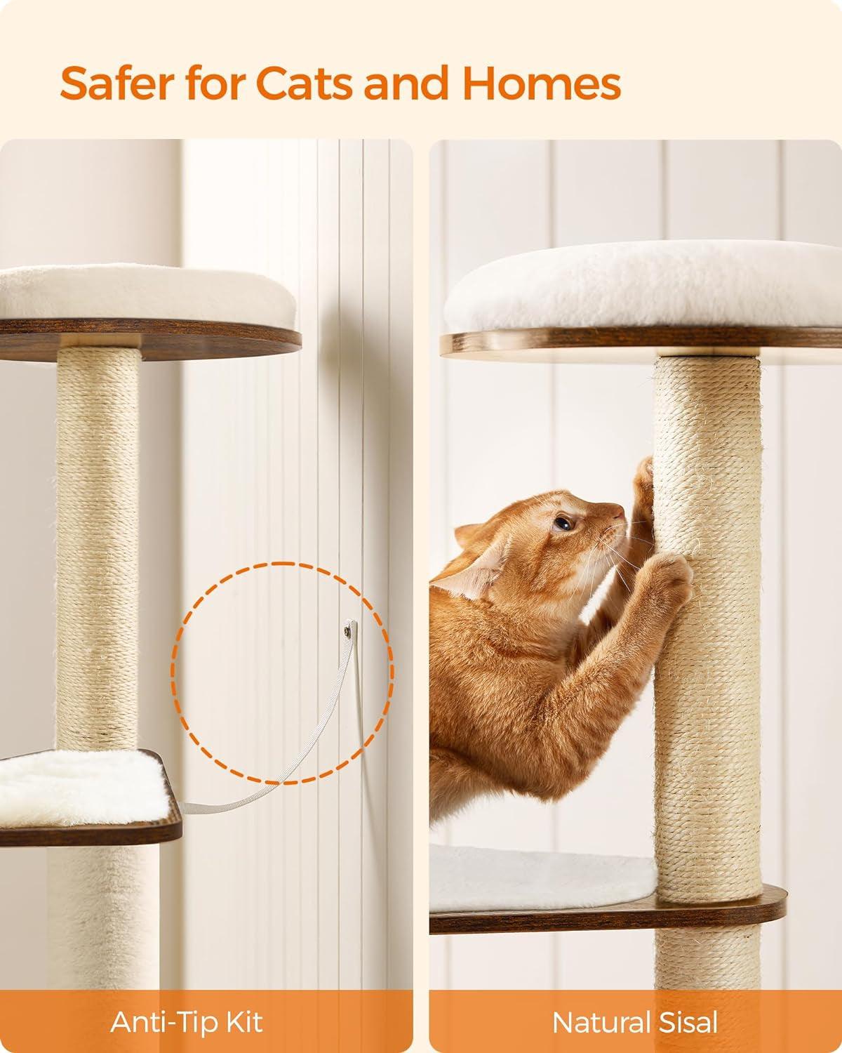 Modern 65-Inch Cat Tree with Multiple Levels and Scratching Posts - District Goods