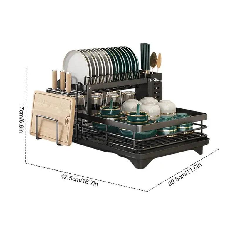 Kitchen Dish Drying Rack with Drain Basket and Drainboard - District Goods