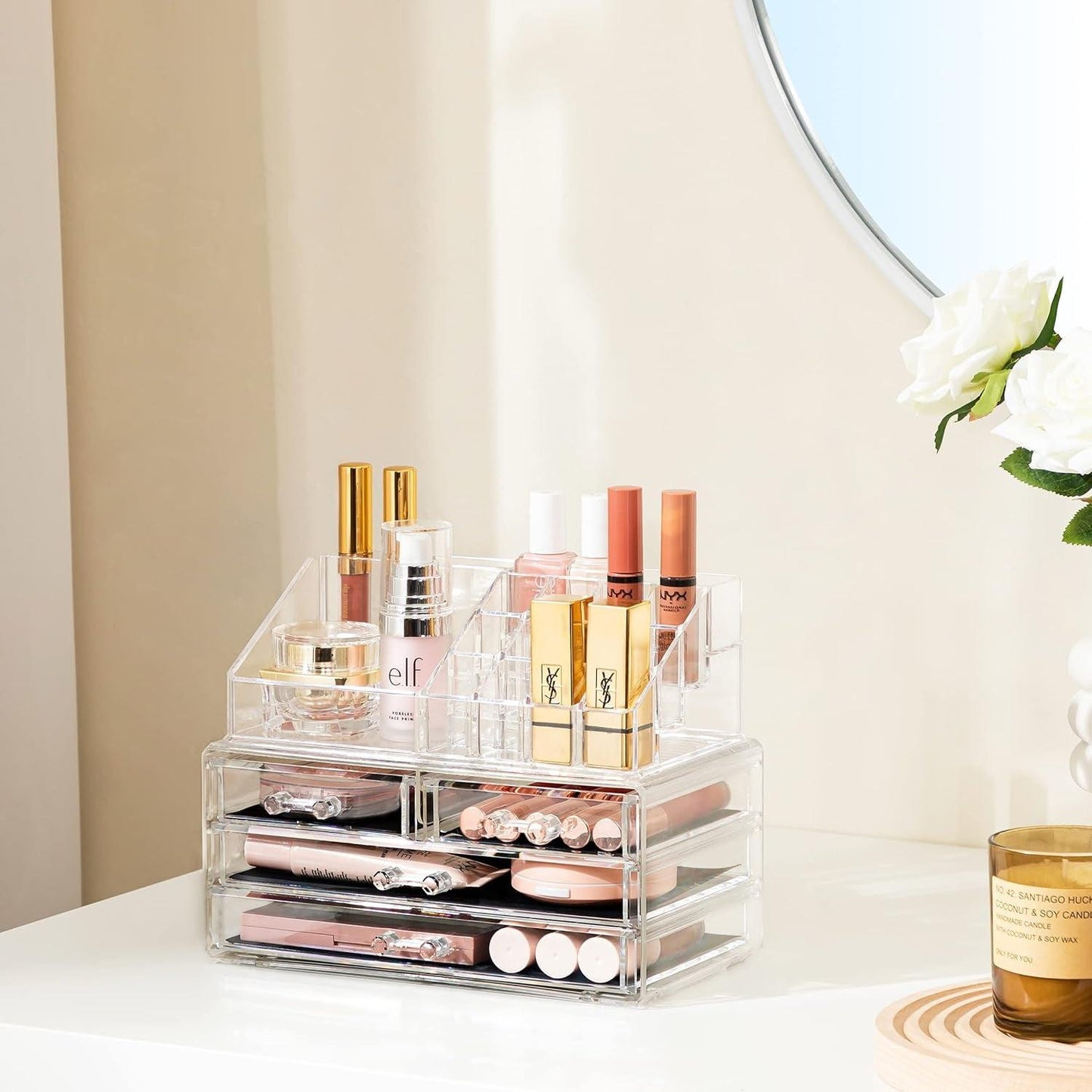 Clear Acrylic Makeup Storage Organizer with 4 Drawers - District Goods
