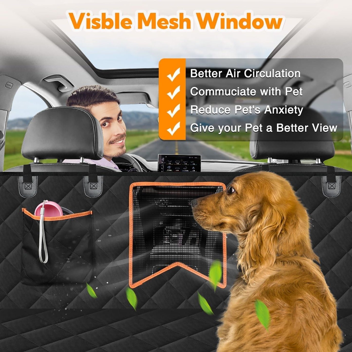 Waterproof Dog Car Seat Cover with Mesh Window - District Goods