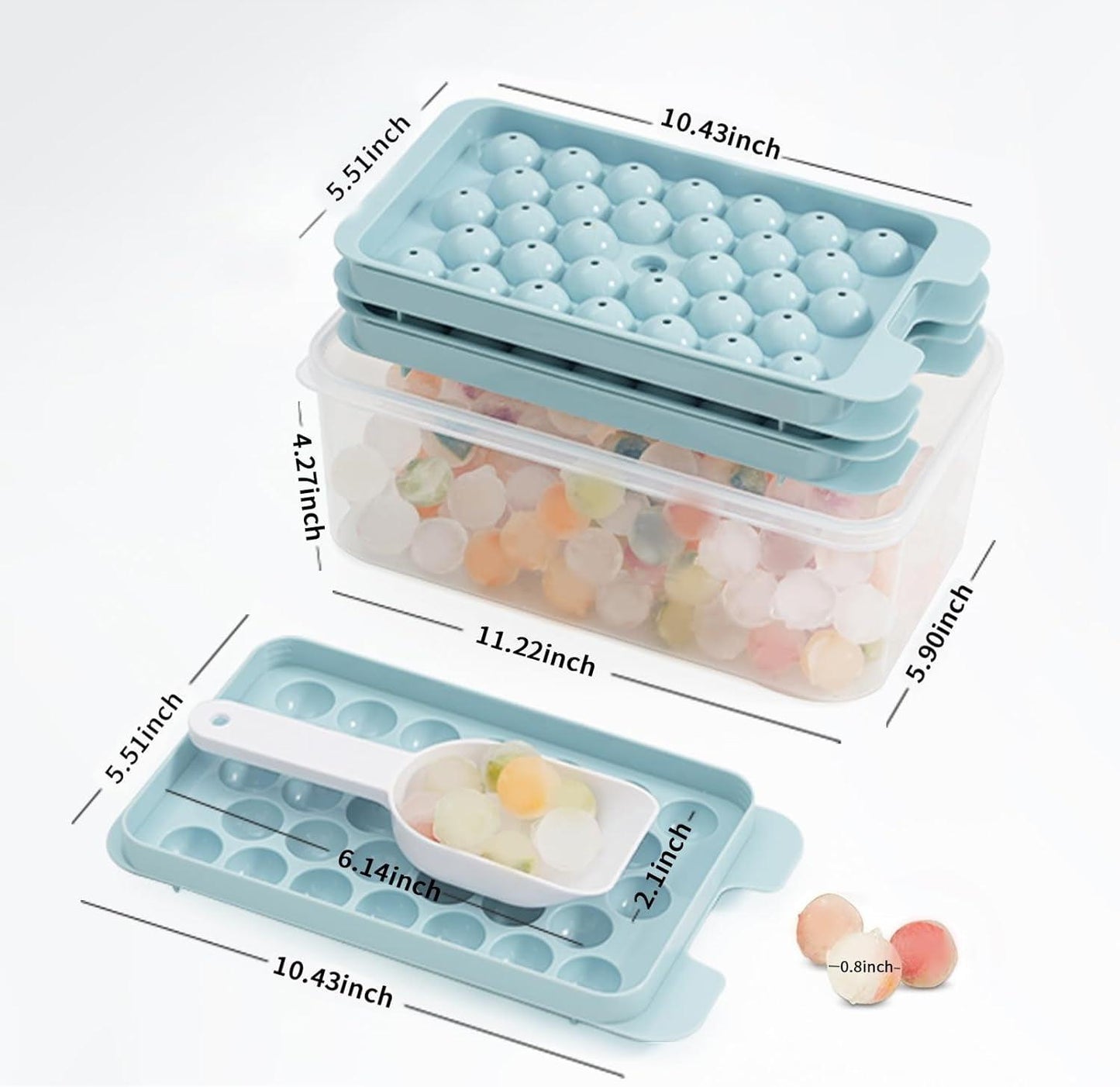 Round Ice Cube Tray Set with Lid, Bin, and Scoop - District Goods