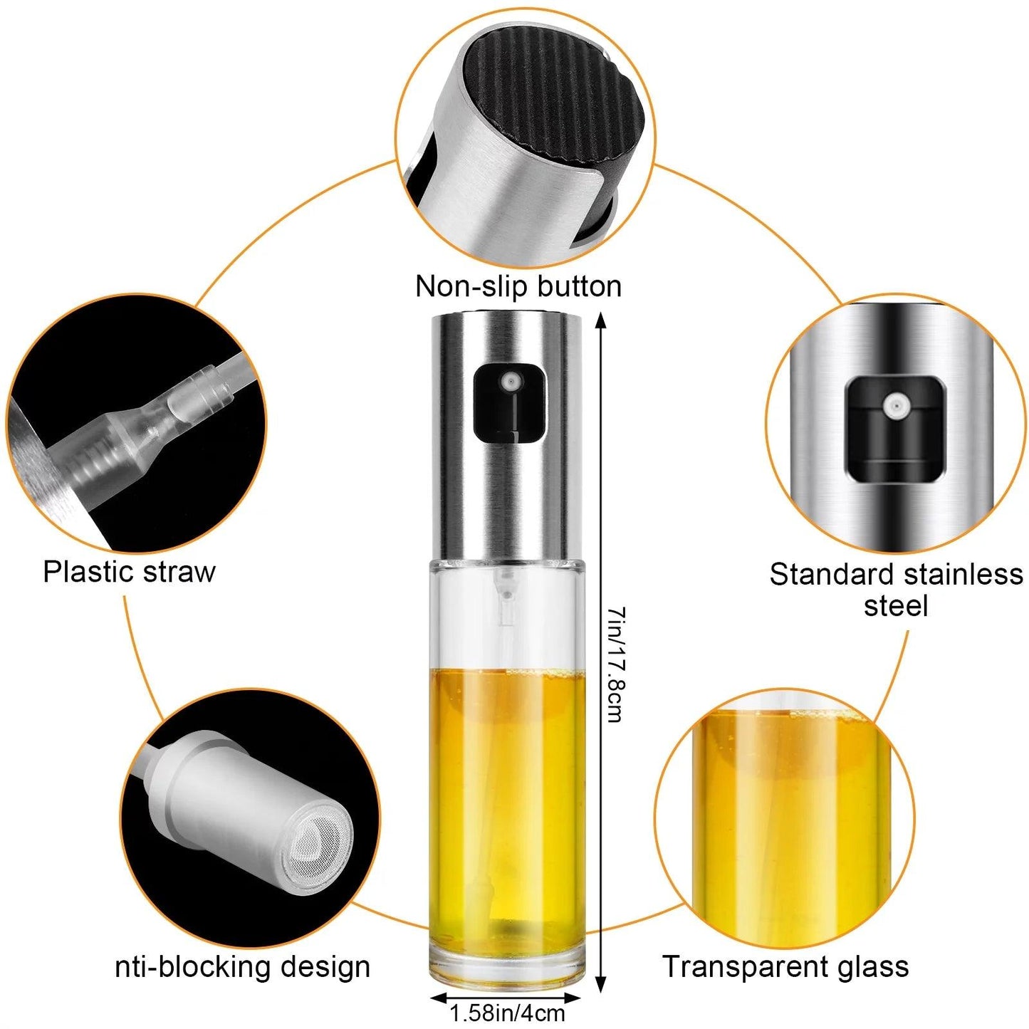 Glass Olive Oil Sprayer with Baking Brush, Bottle Brush, and Oil Funnel - District Goods