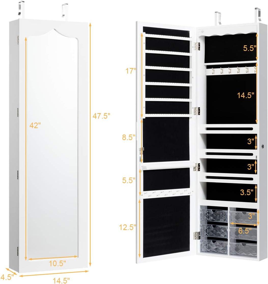 Wall-Mounted Jewelry Cabinet Armoire with Full-Length Mirror - District Goods