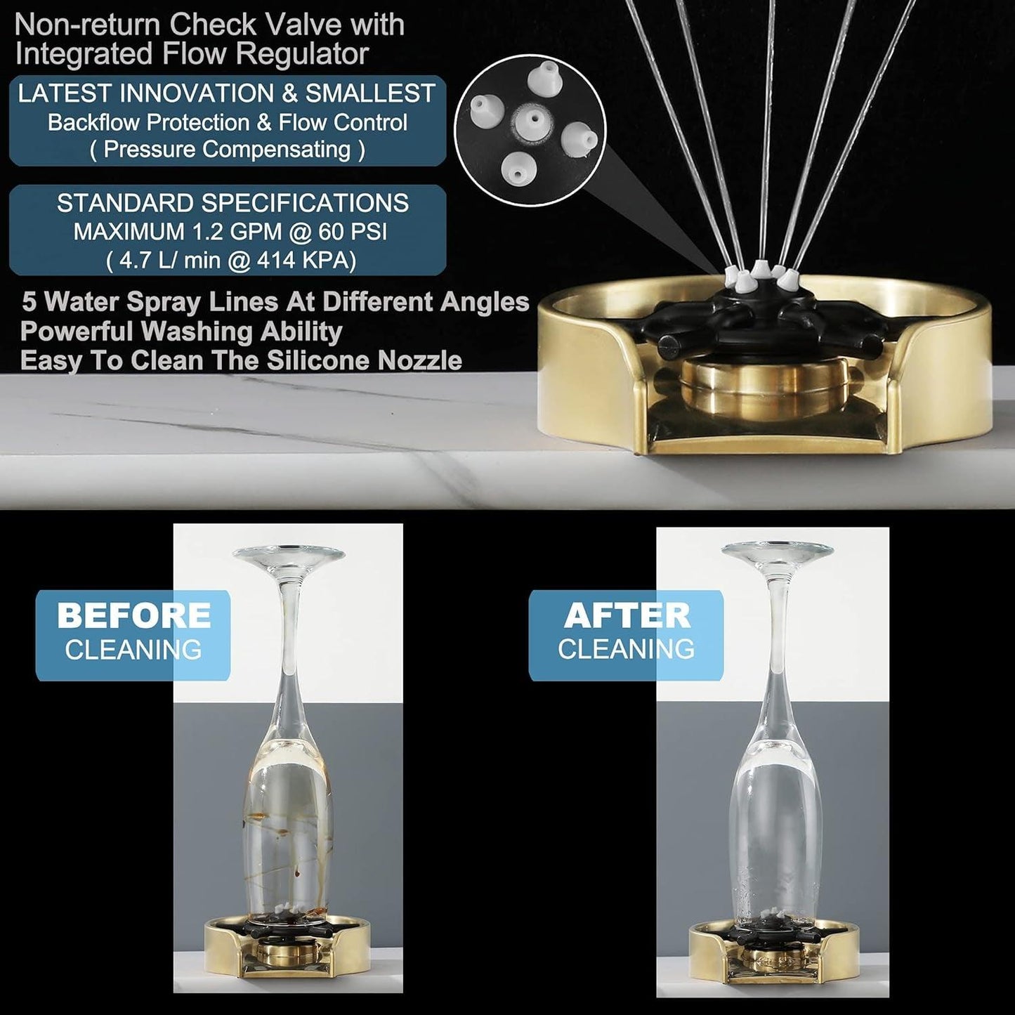 Brushed Gold Glass Rinser for Kitchen Sink - District Goods